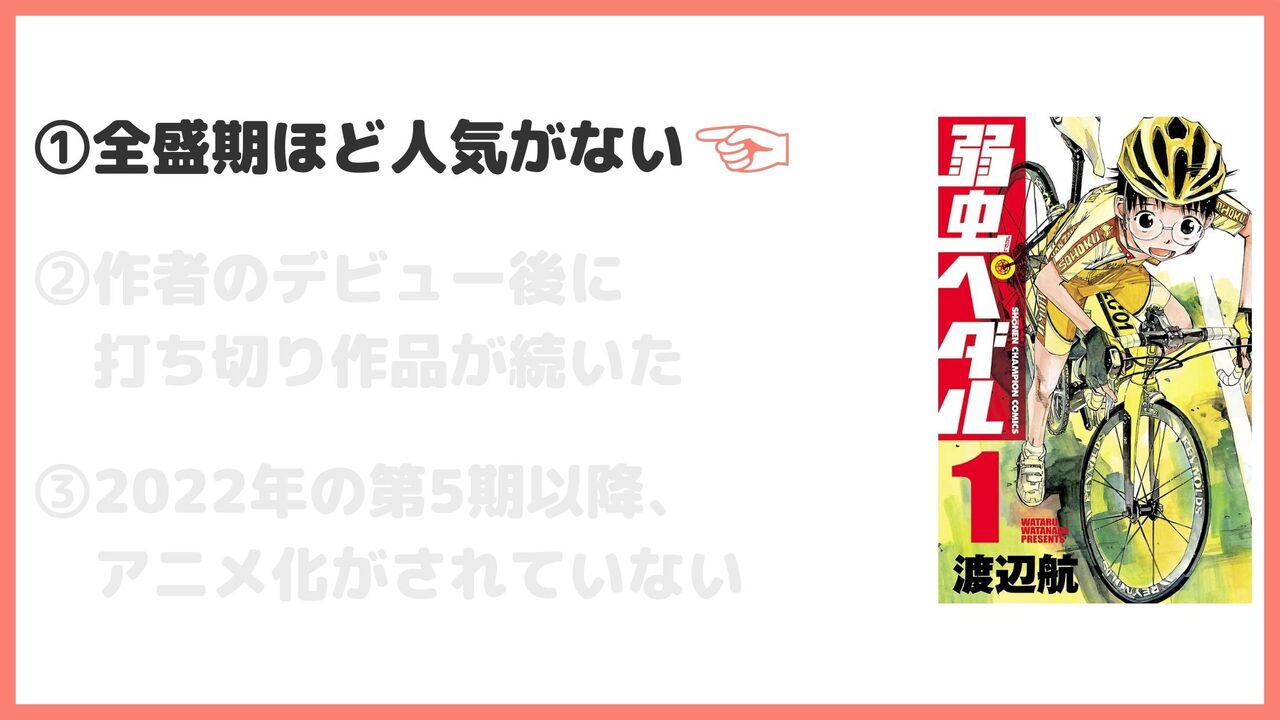 ①全盛期ほど人気がない